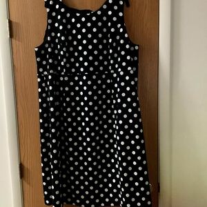 NWOT Kasper Sz 22 Black & White Pokadot Dress